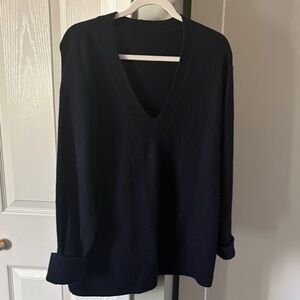 Vince Deep Blue V-Neck Cashmere Sweater